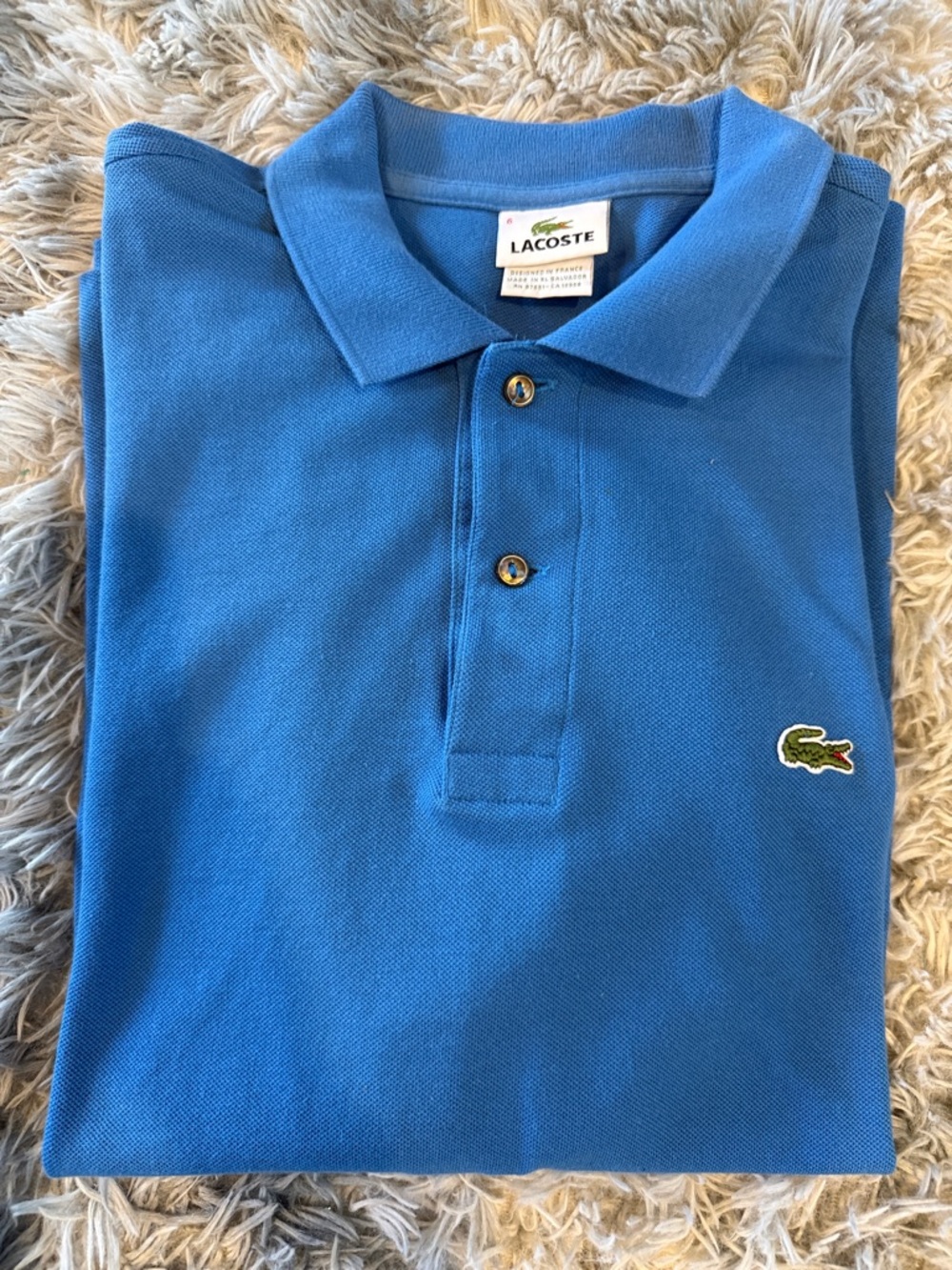 Lacoste Men's Blue Collared Short Sleeve Polo  Size 6